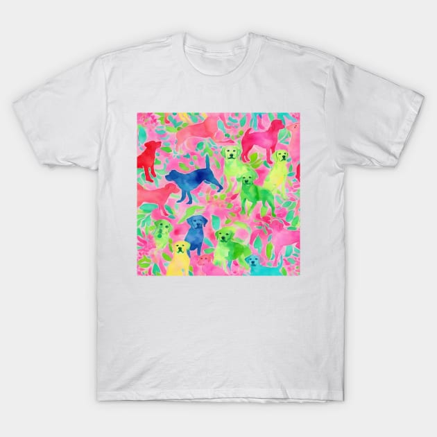 Colorful labradors watercolor T-Shirt by SophieClimaArt